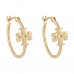 Логотип выгравированные серьги-кольца TORY BURCH - фото