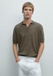 Поло Massimo Dutti POLO COLLAR SHORT SLEEVE, Khaki - фото