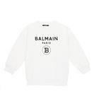 Хлопковый свитшот с логотипом Balmain Kids, 100-Bianco - фото
