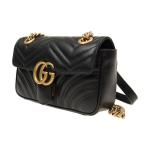 Сумка gg marmont leather single-shoulder chain bag mini black Gucci, черный - фото 2