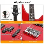 Красная бас-гитара Glarry GIB с 4 струнами - фото 5