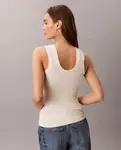 Топ с логотипом для женщин Calvin Klein Jeans, кремовый - фото 2