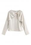 Блуза Next LONG SLEEVE DRAPE WITH HARDWARE, Cream/Beige - фото 5