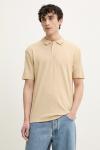 Хлопковая поло Hugo, бежевый - фото