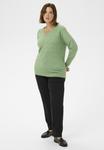 Джемпер Kaffe Curve KCNIELA V-NECK PULLOVER, Sea Spray Melange/Green - фото 2