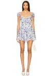 Мини-платье Audrey с цветочным узором от For Love & Lemons, blue - фото