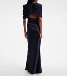 Платье с накидкой и драпировкой Stella McCartney, Ink - фото 3