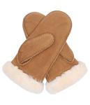 Варежки женские Ugg замшевые с мехом, коричневый - фото 2