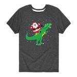 Футболка с рисунком Santa Riding T Rex для мальчиков 8–20 лет Licensed Character, серый - фото