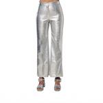 Виниловые брюки серебристые MANOUSH - фото