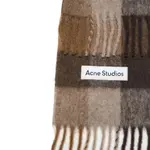 Acne Studios Клетчатый шарф с бахромой, Brown - фото 2