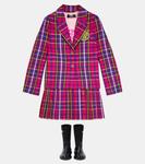 Плиссированная юбка в клетку тартан Versace Kids, красный - фото 2