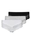 Трусы SNOCKS Hipster mit Spitze aus Bio Baumwolle 3 шт, цвет Mix (Weiß/Hellgrau/Schwarz) - фото