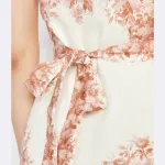 Льняное платье с поясом Twin-Set, экрю - фото 4