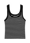Топ Massimo Dutti STRIPE PRINT WITH ROUND NECK, Black - фото 6