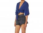 Jersey Kimono Wrap Tie Front Top In Ink Bobi, Ink - фото 3