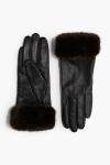 Кожаные перчатки с пушистой отделкой H&M, черный - фото 4