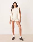 ASOS DESIGN трикотажный топ-комбинезон в цвете пахта - фото 2