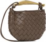 Серо-коричневая мини-сумка сардинами Bottega Veneta - фото 3