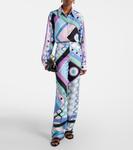 Шелковая сорочка из твила Vivara Pucci, Celeste/Bianco - фото 2