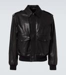 Кожаная куртка-бомбер Burberry, черный - фото