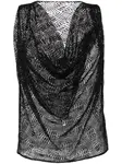 Кружевной топ с драпировкой Saiid Kobeisy, черный - фото