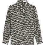 Блузка с бантом из шелка CELINE, черная - фото 2