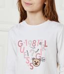 Лонгслив детский Guess Regular Fit с принтом, белый - фото 4