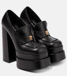 Кожаные лоферы на платформе Versace, Black-Gold - фото