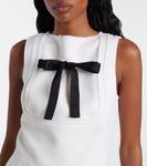 Мини-платье из верджин вули с бантиком Prada, Bianco - фото 4