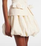 Мини-платье из букле с пайетками и бантом Self-Portrait, кремовый - фото 5