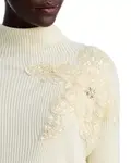 Свитер с цветочным узором из бисера Nancy Yang, белый - фото 4