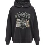 Худи с принтом животных GANNI, серый - фото