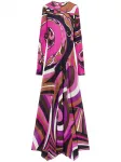 Платье макси с принтом Orchidee и Iride PUCCI, розовый - фото
