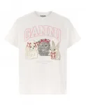 Футболка с животным принтом Ganni, белый - фото