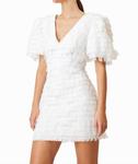 Хейли Текстурированное 3D мини-платье в белом цвете ELLIATT - фото 3