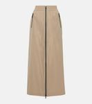 Юбка макси из тафты на молнии Brunello Cucinelli, коричневый - фото