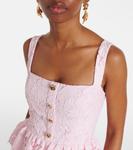 Платье миди с кружевным пеплумом Self-Portrait, розовый - фото 4