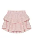 Мини-юбка с оборками и ярусами Loveshackfancy, розовый - фото