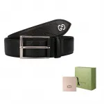 Ремень кожаный Gucci с логотипом, черный - фото