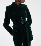 Бархатная куртка Saharienne из хлопка Saint Laurent, Emeraude - фото 6