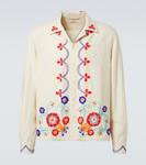 Рубашка из льна с бисером Garden Party Bode, Ecru Multi - фото