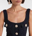 Мини-платье с поясом из букле Self-Portrait, Navy - фото 4