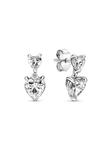 Серьги Pandora Double Heart Sparkling Stud Earrings, стерлинговое серебро - фото