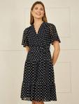 Сетчатое платье миди в горошек Yumi, темно-синий/белый - фото 2