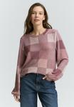 Джемпер TOM TAILOR GEMUSTERTES LANGARM, Berry Cosy Check/Light Pink - фото