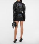 Кожаная укороченная рубашка Off-White, черный - фото 3