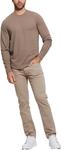 GUESS Mens Long Sleeve Linear Texture Jersey Crew, Walnut Shell - фото 2