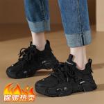 Массивные кроссовки женские черные CAMEIDO, утепленные черным флисом - фото 6