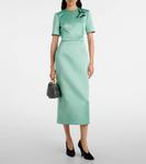 Цветочное платье миди из сатина Duchess с поясом Erdem, Mint - фото 2